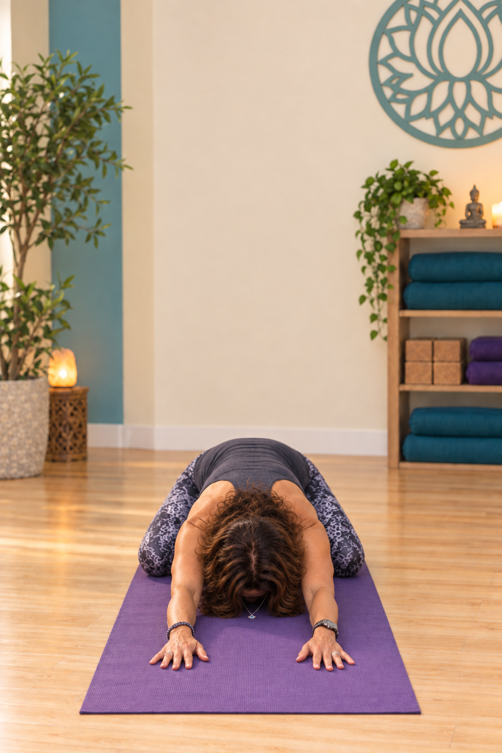 Darlene demonstrating Child’s Pose