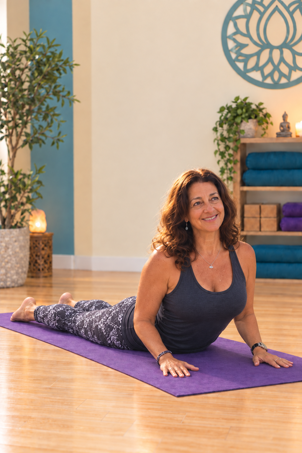 Darlene demonstrating Cobra Pose